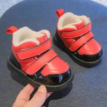 Зимние детские зимние сапоги, теплые плюшевые утолщенные хлопковые туфли для мальчиков, мягкие нескользящие кроссовки, модная обувь для девочек на открытом воздухе 15 серебряный