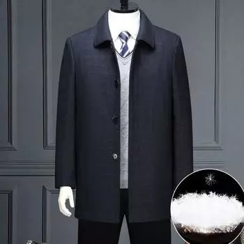 Winter coat new cashmere coat men s medium-length jacket thickened windbreaker pure woolen coat winter S