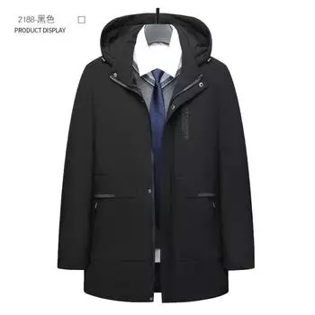Winter Coat Thick Warm Cotton Coat Middle-aged Business Casual Cotton Coat Medium-long Cotton Coat Middle-aged and Elderly Men s Clothing XL чёрный