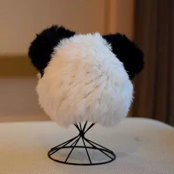 Winter cold hat bag head wool hat new cat ears warm real fur-free plush hat women M56-58cm белый