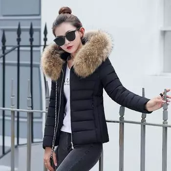 Winter Cotton Hooded Women Jacket Casual Women Coat Slim Warm Outwear Padded M