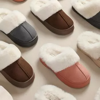 Winter cotton slippers Winter home hair slippers Women wear non-slip cotton mop plush cotton shoes slippers 36-37 (recommended 35-36 feet)