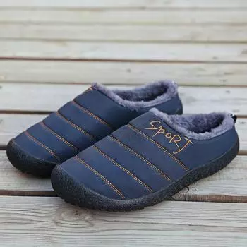 Winter Couple s Cotton Slippers Warm Plush Soft Men s Slippers Non-Slip Mans Shoes Lightweight Casual Slides for Home Main Push 36 чёрный