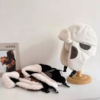 Winter cycling cold-resistant and cold-proof ear caps, ski caps, cold caps, tide Lei Feng hats, men s and women s Northeast fleece thickened hats M56-58cm чёрный