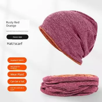 Winter Cycling Thermal Headgear Multi-Purpose Cold-Proof Scarf Rusty Red Orange [Double Layer]] One size