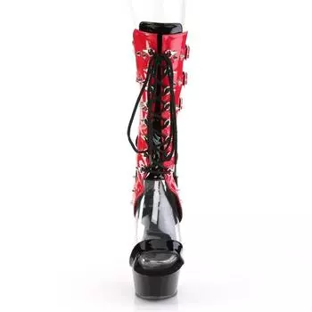 Winter direct sales women s round head cool boots low tube long tube high tube black super high heel 15CM fashion boots 34 красный
