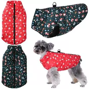 Зимняя одежда для собак, рождественская куртка для больших собак, костюм лабродора, водонепроницаемое пальто для щенков и кошек, одежда для французских бульдогов S зелёный