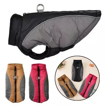 Winter Dog Jacket For Small Medium Dogs Cats Windproof Warm With D-ring Elasticity Puppy Clothes Chihuahua Pet Zipper Costume XS чёрный