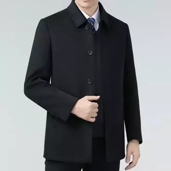 Winter double-sided cashmere coat for men, casual woolen lapel coat, middle-aged dad, removable down liner 170
