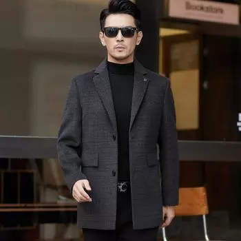 Winter double-sided cashmere coat men s medium-length woolen coat suit detachable collar down liner top 170