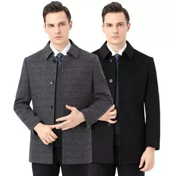Winter double-sided cashmere coat men s middle-aged thickened medium-length woolen down liner jacket 170