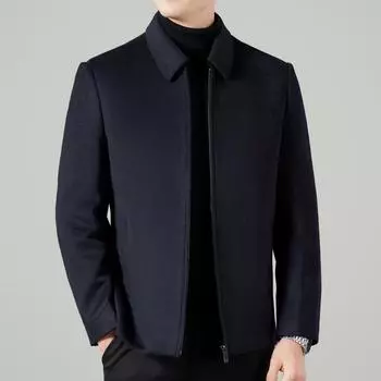 Winter double-sided cashmere jacket, middle-aged and elderly business woolen down bile jacket, daddy short lapel top 170