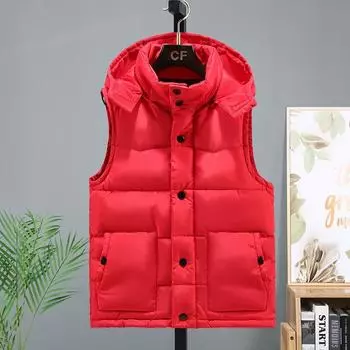 Winter down cotton vest men s new trend handsome warm autumn and winter thickened vest cotton jacket tide S красный
