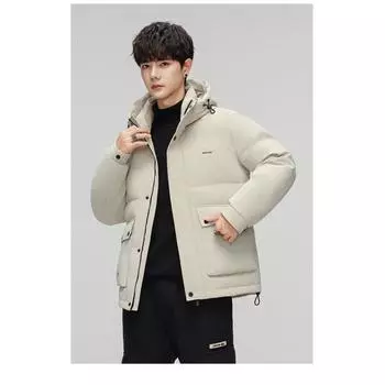 Winter Down Jacket Men s Jacket Hooded Casual Top Big Pocket Youth Fashion Versatile Warm and Cold-proof Clothing M