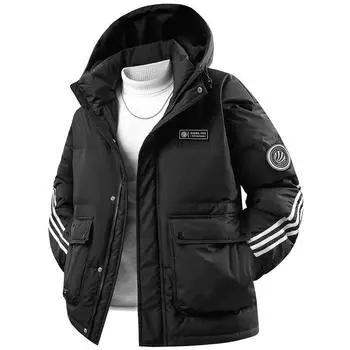 Winter Down Jacket Men s Thick Warm Loose White Duck Down Short Hooded Workwear Men s Jacket XXXXL белый