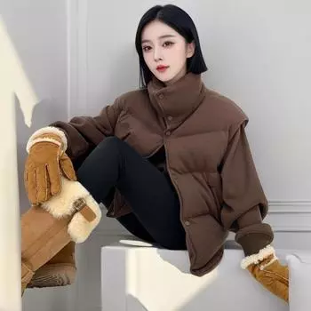 Winter down vest vest women s stand-up collar 2024 new outer wear popular light and thin vest vest jacket S