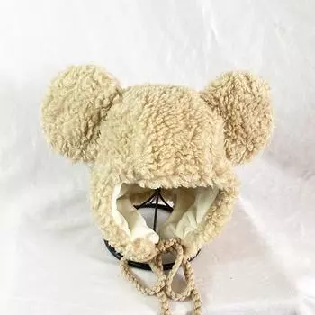 Winter ear protectors, fleece thickened hats, female cute versatile hats, Northeast thermal hats, plush winter hats M56-58cm хаки