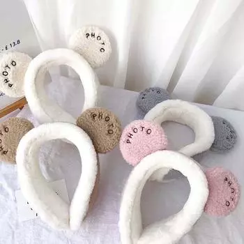 Winter Ear Warmer Cold Protection Ear Lap Plush Earmuffs Bear Ears Ear Wrap Ear Cover Women Earmuff белый