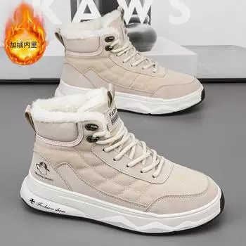 Winter fashion high-top snow boots do not stink feet, new trendy men s autumn and winter velvet warm cotton shoes 39