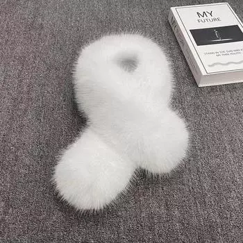 Winter Faux Fur Scarf Versatile Solid Color Fur CollarWomen s Warm and Thick ScarfNeck Protection Fake Collar белый