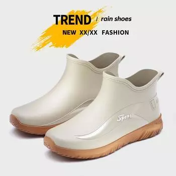 Winter fleece cover warm rubber shoes fashionable waterproof rubber shoes men s rain shoes fashionable outdoor flat rain boots rider water shoes 39