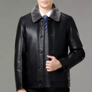 Winter fur all-in-one men s velvet thickened warm daddy outfit middle-aged and elderly lapel coat buttoned sheepskin jacket 165