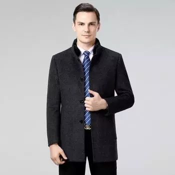 Зимнее двухстороннее кашемировое пальто с меховым воротником для мужчин среднего возраста, средняя и длинная подкладка из утолщенной шерстяной ткани 170