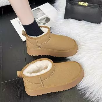 Winter fur fur with the same style Zhou Dongyu snow boots women s new fashion cotton shoes thickened bread warm thick sole fashion 40