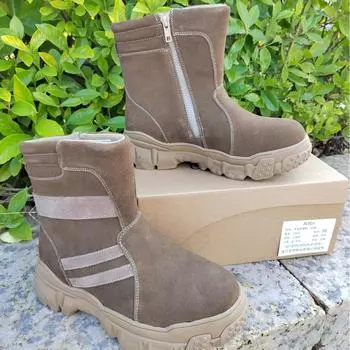 Winter fur integrated snow boots men s outdoor ice fishing non-slip wool boots tall cold-proof boots thick-soled large cotton shoes 39