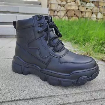 Winter fur integrated snow boots men s thickened warm cotton shoes new cowhide high-top zipper non-slip wool boots 38