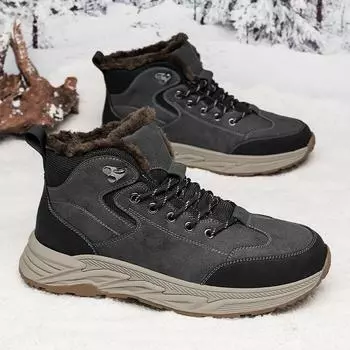 Winter Genuine Leather Mens Casual Shoes Comfy Outdoor Warm Snow Boots Platform Luxury Brand Ankle Boots Hiking Sapato Masculino 38