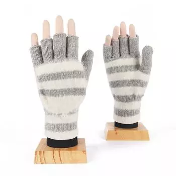 Winter Gloves Couple Half Finger Flip Dual Purpose Gloves Wool Knitted Student Writing Knitted Gloves Warm Gloves One size