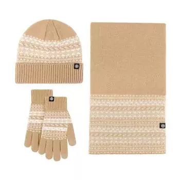 Winter Hat Scarf Gloves Set for Women Thick Warm Knit Skull Cap Touch Screen Gloves Long Neck Scarf 3 Piece Set