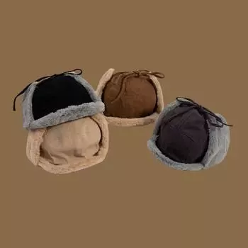Winter hat women s fleece ear protection Lei Feng hat fashion plush outdoor windproof warm thickened cap men M56-58cm хаки