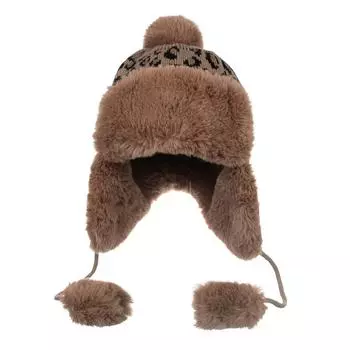 Winter hat women s wool hat knitted Lei Feng hat, ear protection hat women s winter autumn and winter thickened ear hair leopard print хаки