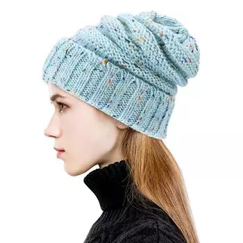 Winter Hats European and American Knitted Woolen Hats Autumn and Winter New Pile Hats бежевый