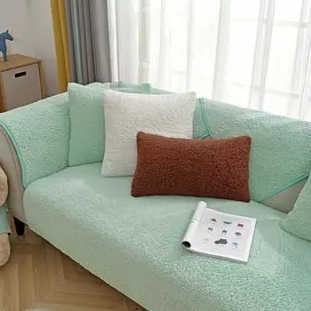 Winter High Grade Thicken Lambswool Sofa Cover Solid Color Anti-slip Couch Covers for Sofas Soft Plush Sofa Towel 70x70