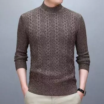 Winter High Neck Sweater Men s Base Slim Fit Thick Warm Knit Sweater Solid Color Sweater M