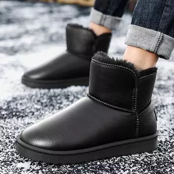 Winter High Top Keep Warm Shoes Good Quality Waterproof Upper Plush Anti Slip Cotton Snow Boots Unisex Boys Girls Boots Kids 31 чёрный