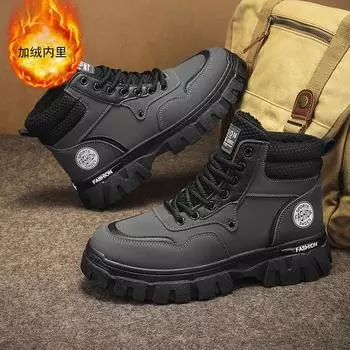 Winter high-top Martin boots velvet warm men s shoes new tooling shoes trendy men s short boots snow cotton shoes 39