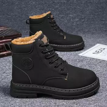 Winter high-top men s shoes Korean version of trendy men s casual sports board shoes, small white tide shoes, piled and thickened warm cotton shoes 39