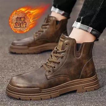 Winter high-top velvet Martin boots, new trendy boots, autumn and winter British men s tooling shoes 39