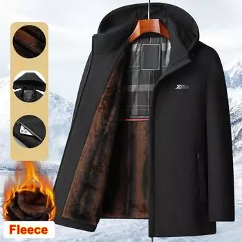 Winter Hooded Parka With Zipper Pockets Fleece Lining Men s Winter Jacket Coat Korean Winter Jackets for Men s Winter Coats 3XL XXXXL
