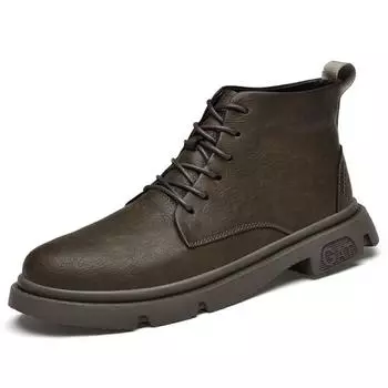 Winter Hot Selling Men s Leather Casual Shoes Thick Soled British Style Outdoor Workwear Shoes Men s Business Short Boots 38