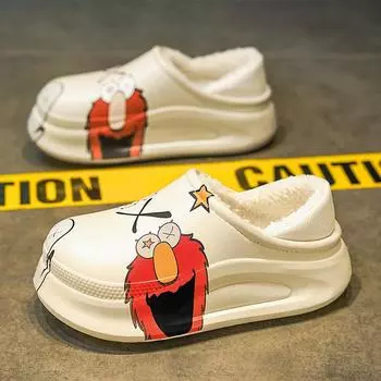 Зимние домашние пушистые тапочки мужские удобные теплые плюшевые женские домашние тапочки классические милые мужские домашние тапочки на платформе с мультяшным принтом 36-37