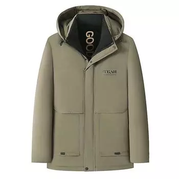 Winter Jacket Men Hat Detachable Warm Parka Cotton-Padded Outwear Men s Coats Jackets Hooded Collar Clothes Thick Parkas 5XL 4XL чёрный