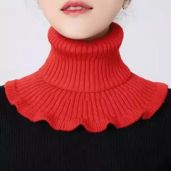 Winter Knit Warm Neck Collar Neck Scarf Women Solid Color Ruffle Scarf Windproof Soft Warm Turtleneck Scarf Elastic Neck Sleeve серый