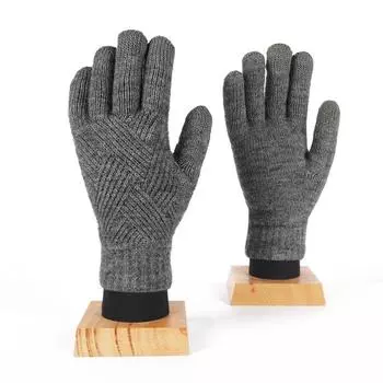 Winter Knitted Gloves for Women Double Layer Plus Velvet Thickened Touch Screen Gloves for Riding Cold Warm Gloves for Men average size