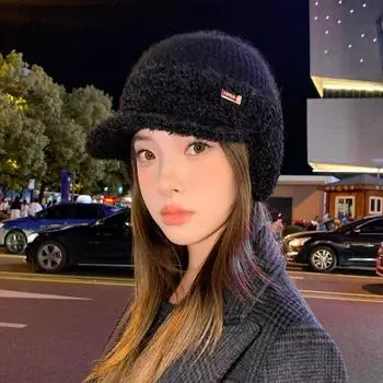 Зимние вязаные шапки Детские утолщенные теплые шерстяные шапки Уличные универсальные велосипедные шапки-ушанки Холодные и ветрозащитные кепки с козырьком One Size