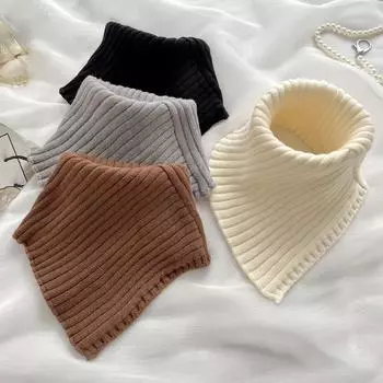 Winter Knitted Neck Cover Solid Color Scarf Warm Neck Protection Elastic Fake High Collar Knitted Neck